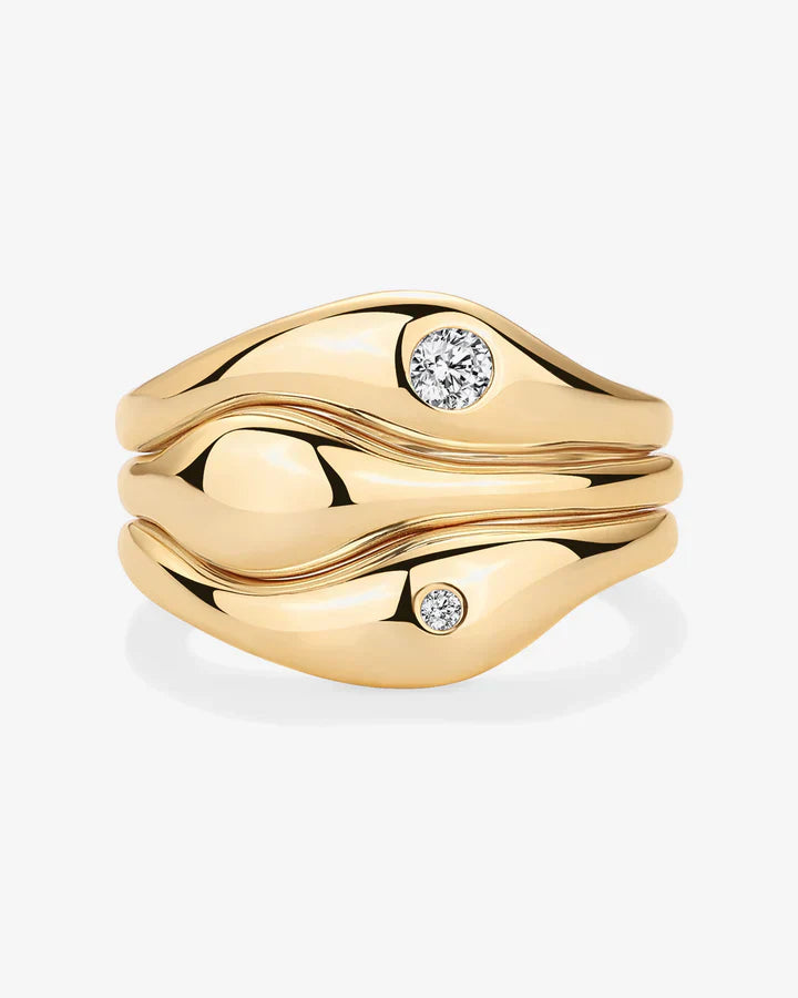 Wavy Triple Ring Stack Set